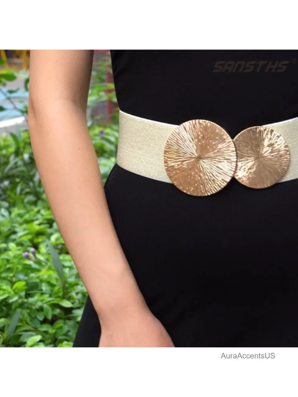Wide Elastic Belt for Dresses Stretchy Waist Cinch Belts with Buckle